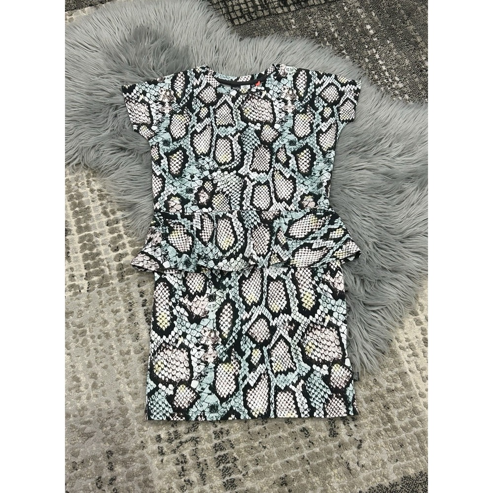 MOLO Girls Snakeskin‎ Print Christina Peplum Sheath Stretchy Dress SZ 9/10 ($68)